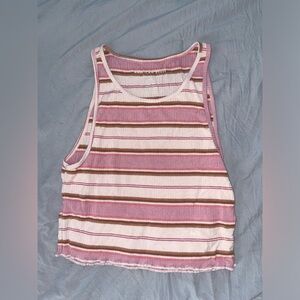 Pink Stripped American Eagle Tank Top